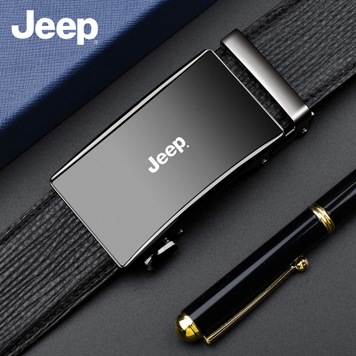 JEEP/吉普男士皮带牛皮真皮自动扣休闲青年男式腰带商务裤带潮