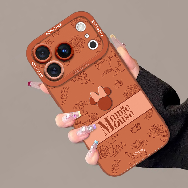 星宇橙印花米妮适用苹果17promax手机壳iphone16卡通高级感15pro