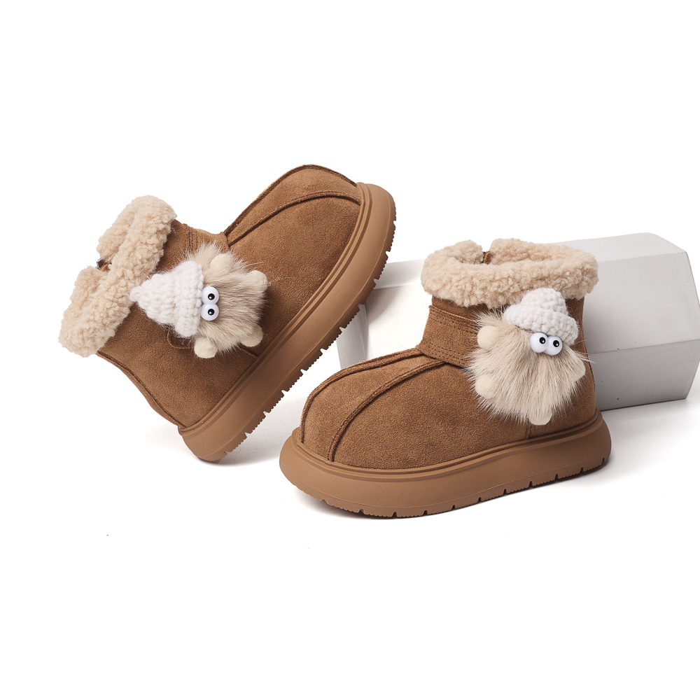 卡皮巴拉可爱呆萌卡通儿童雪地靴冬季时尚百搭加绒加厚保暖童鞋潮