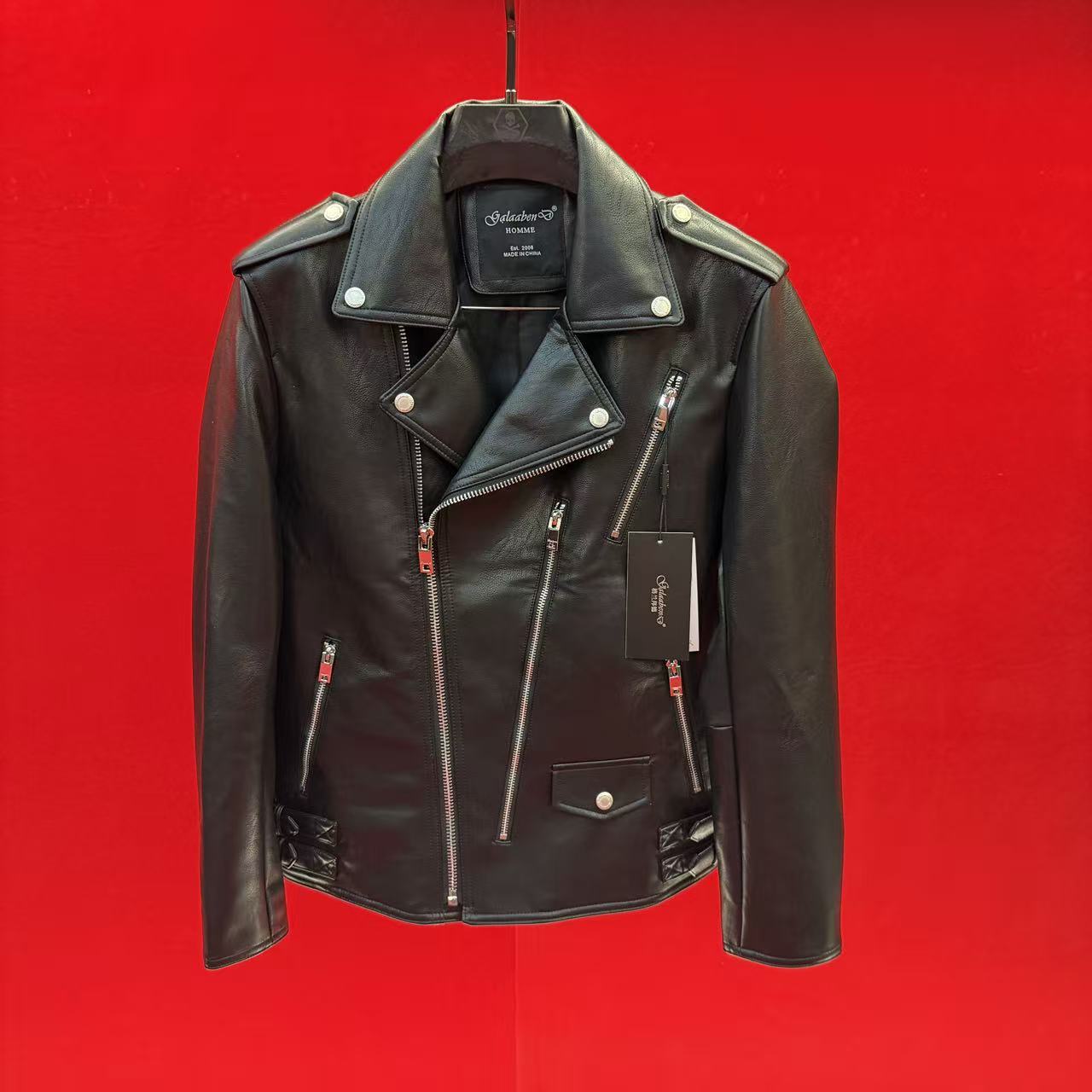 法拉盾25新款潮流秋季短款机车外套男多拉链百搭翻领皮衣夹克