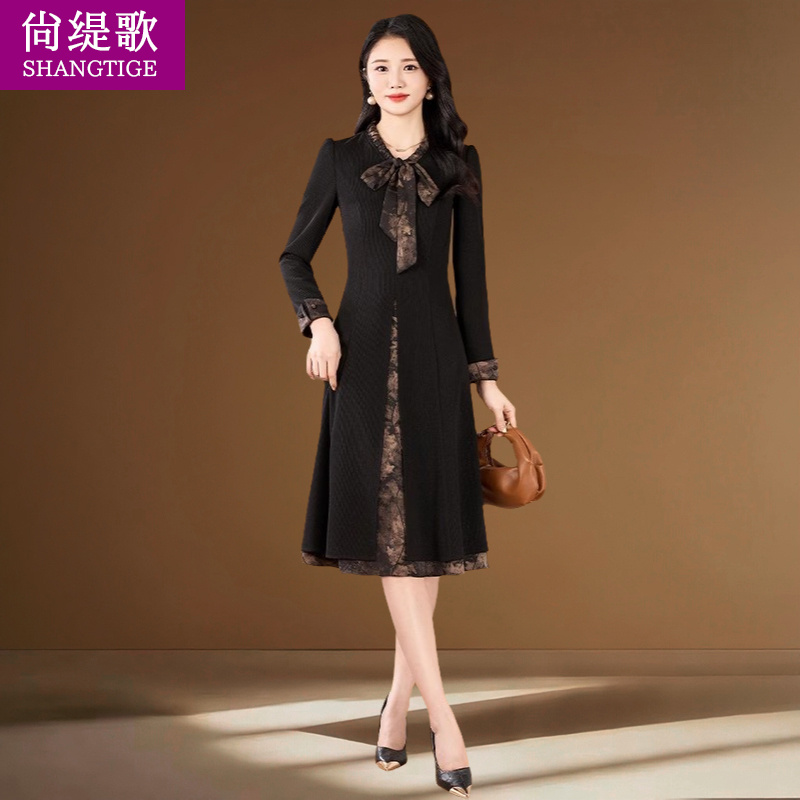 【尚缇歌】春秋款连衣裙女长袖气质高端品牌40岁减龄超火高级感裙子