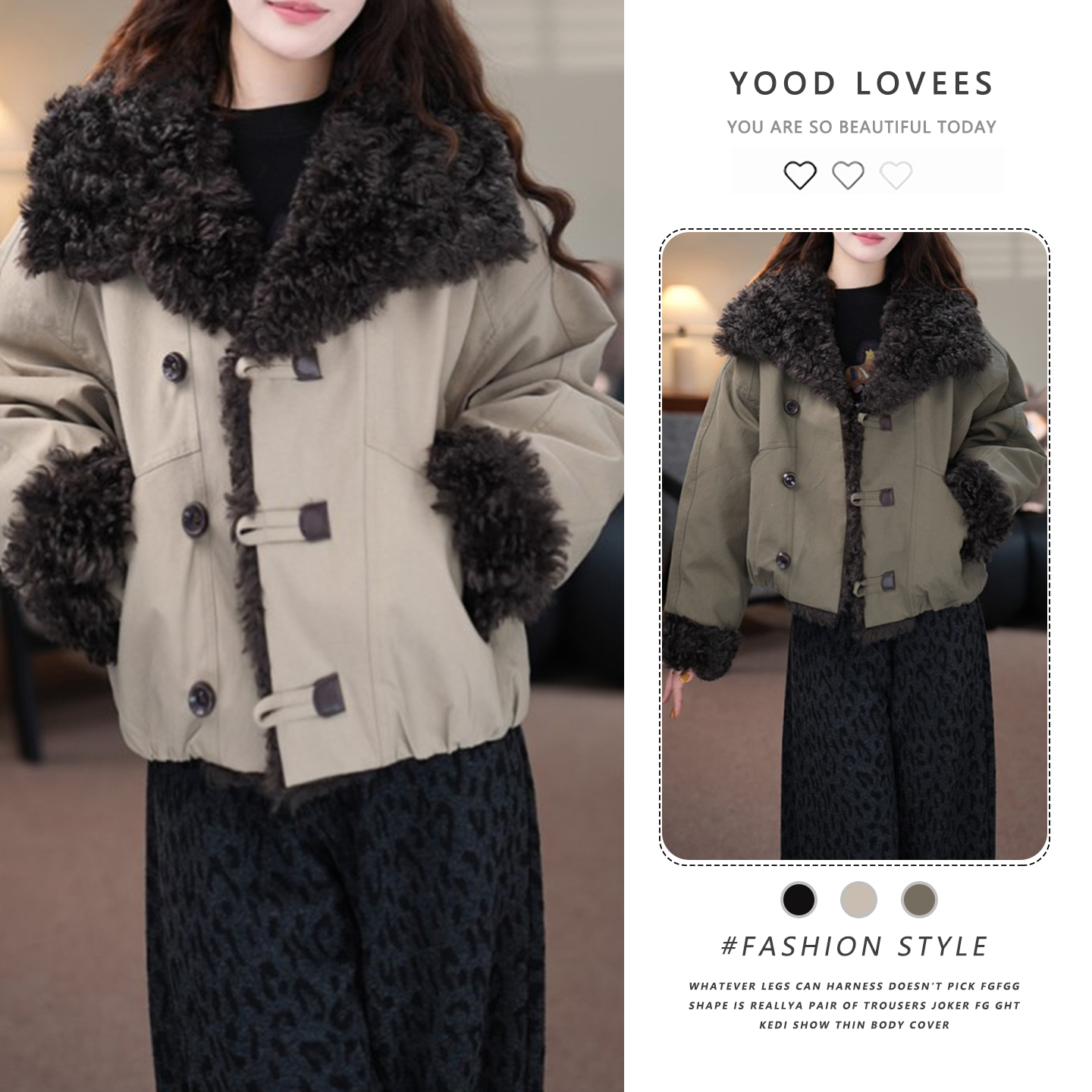 复古加厚撞色毛领棉服女2025冬季新款小个子时尚百搭保暖洋气外套