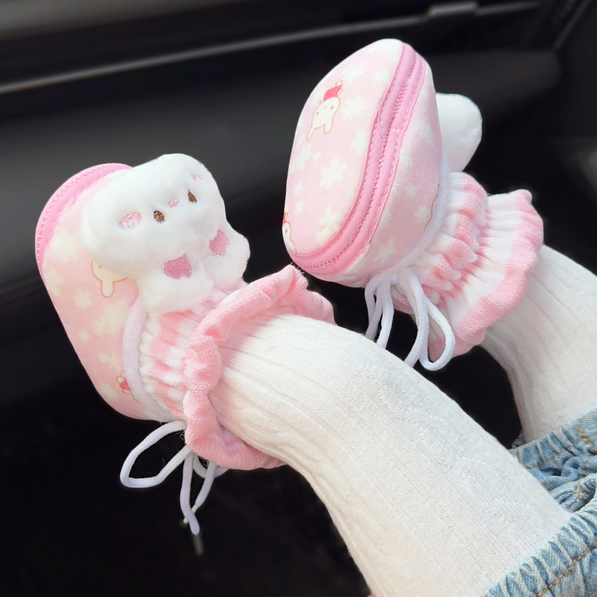 秋冬新生婴儿宝宝可爱公主加厚鞋袜不掉跟加绒夹棉保暖棉鞋步前鞋