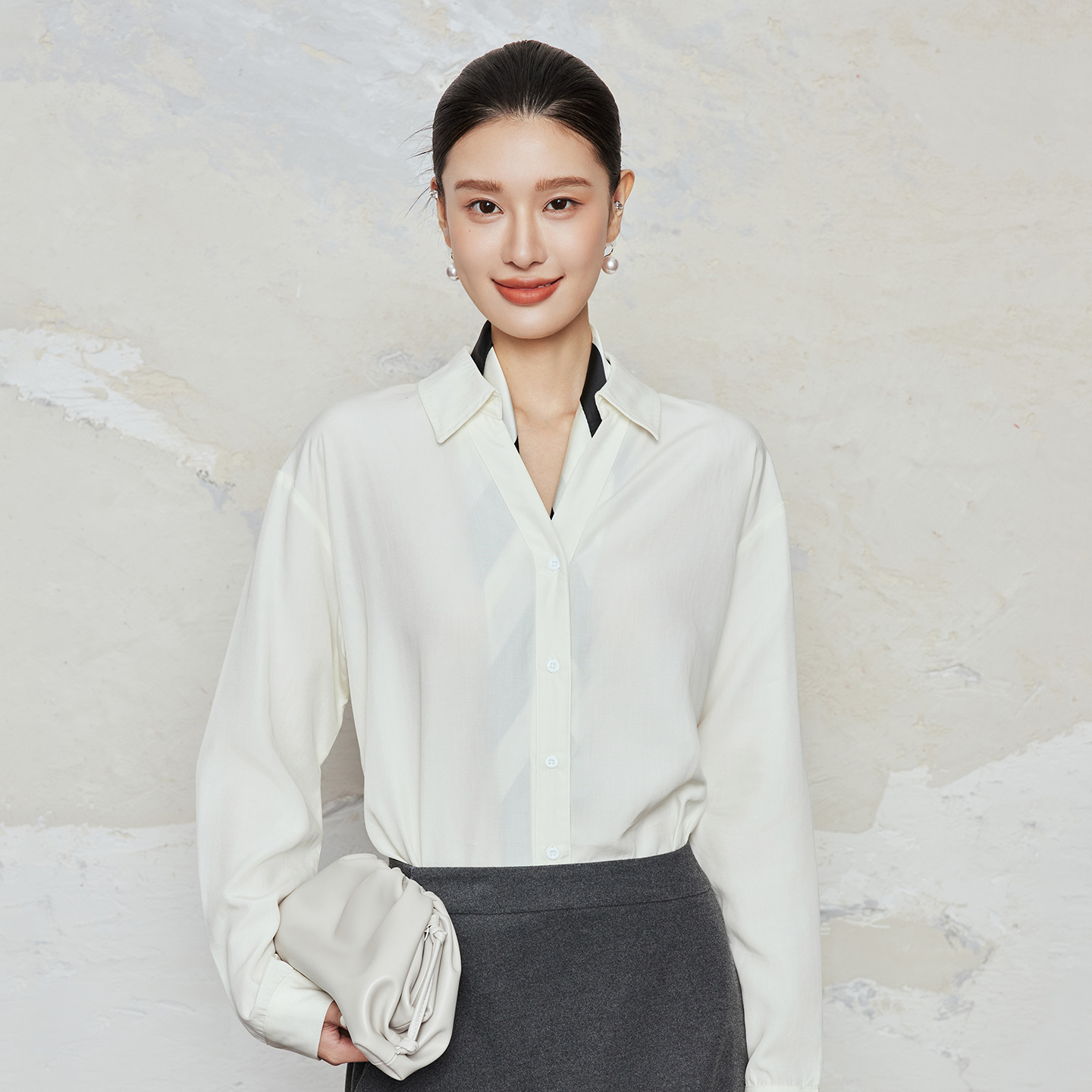 【清仓】秋季莱赛尔衬衫显瘦设计感通勤休闲