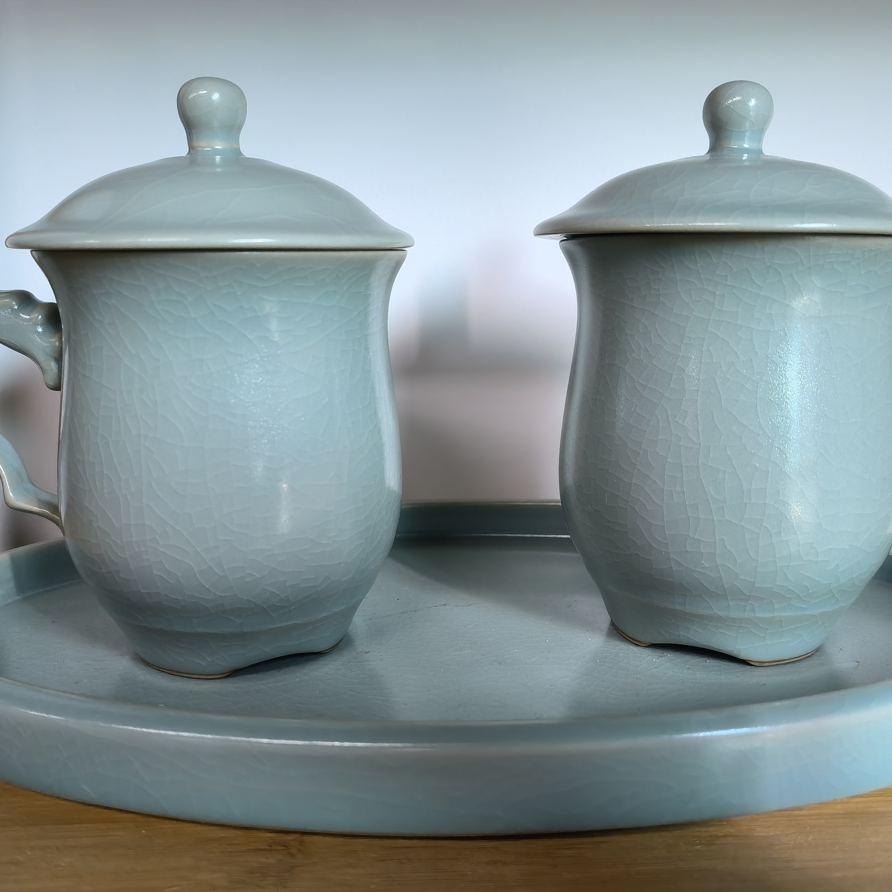 【大吉魁瓷】汝窑汝瓷手工三才盖碗手工拉坯汝州原产仿古釉香灰胎