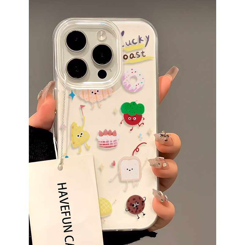 可爱卡通手绘甜品适用iPhone16苹果13手机壳1514华为vivo小米oppo