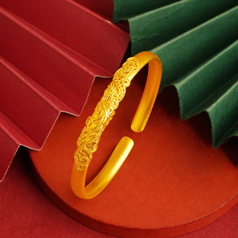铜合金手镯 新款时尚复古龙凤开口精美手镯（非黄金）