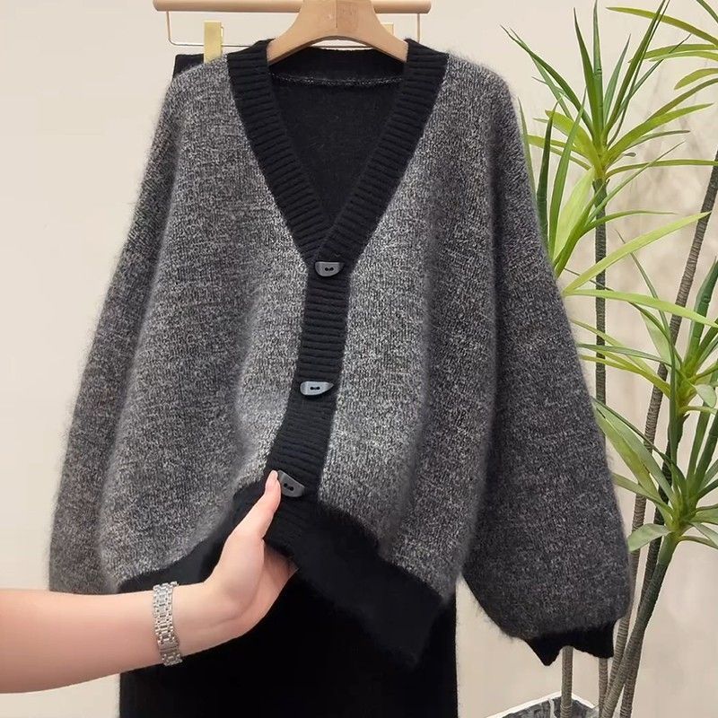 正品撤柜羊毛衫v领针织开衫新款韩版百搭显瘦气质洋气宽松时尚