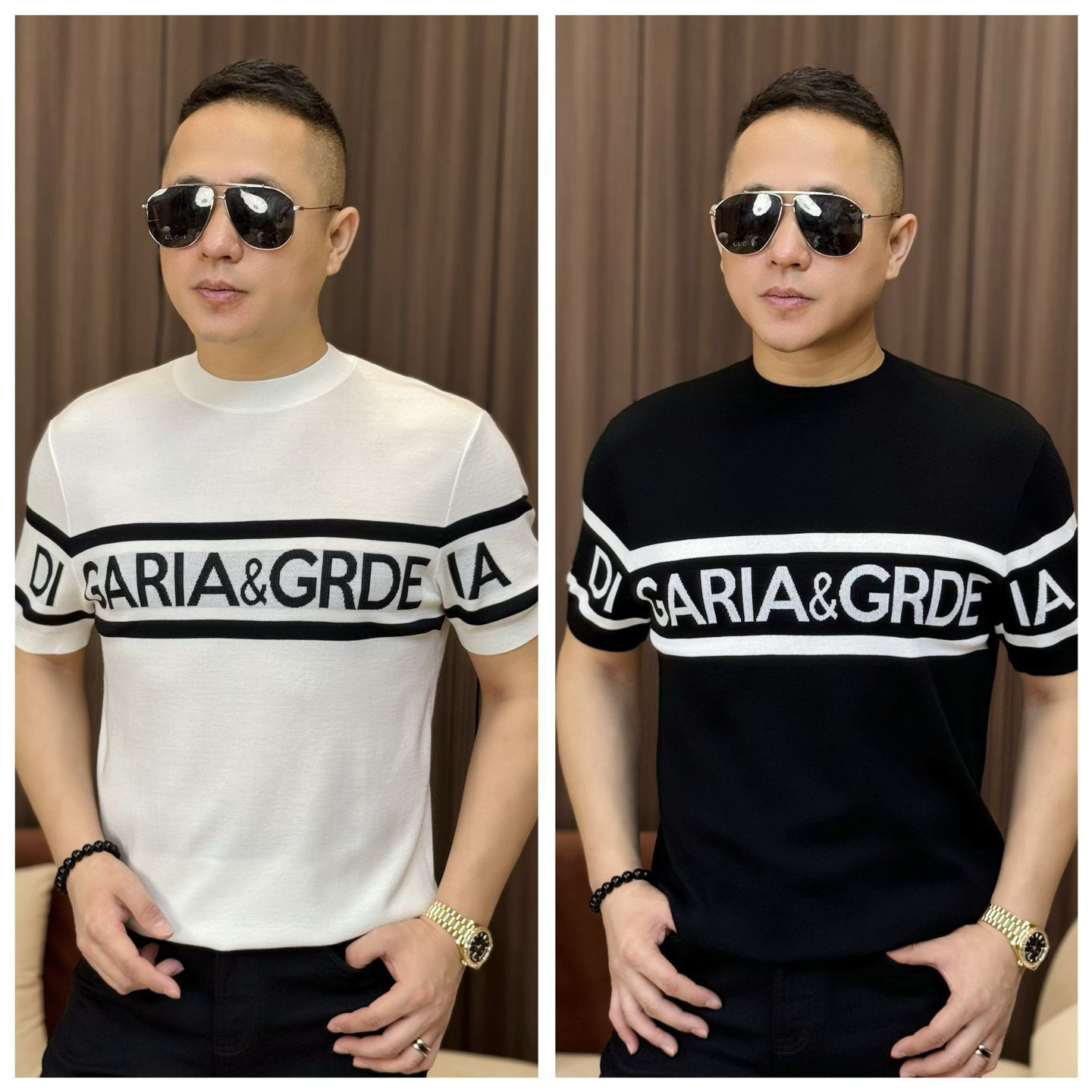 孙先生男装｜DIGARIA&GRDEIA正品100%绵羊毛字母圆领针织半袖219