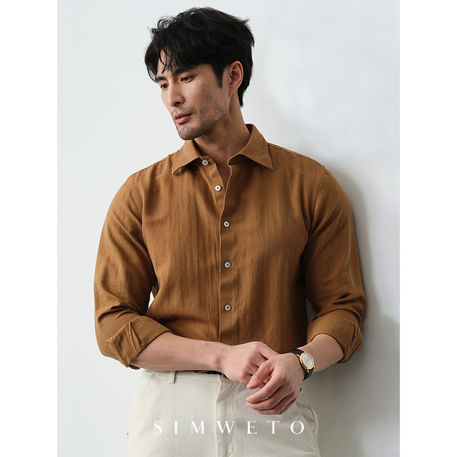 意式雅痞绅士 冰爽垂感亚麻衬衫男士商务高级感休闲透气长袖衬衫