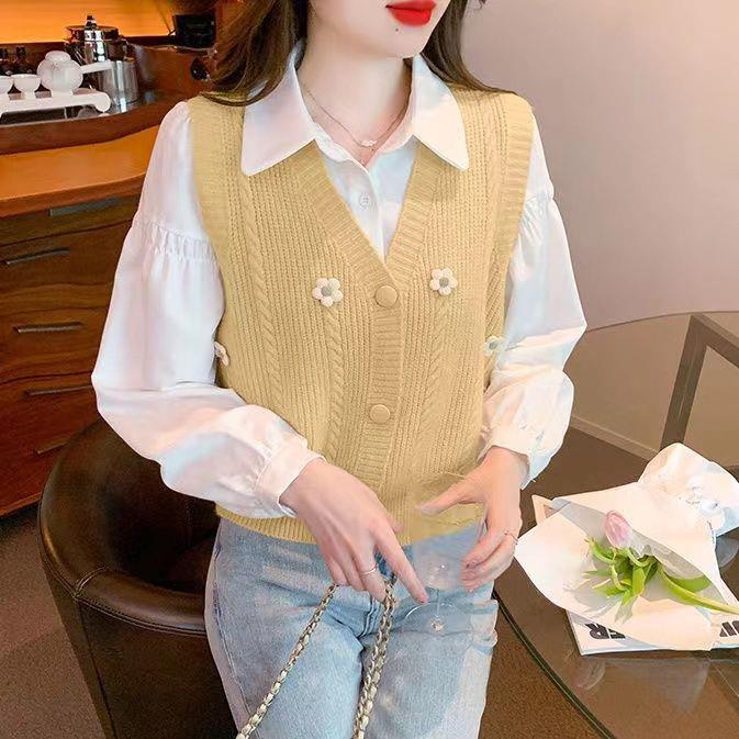 两件套气质针织开衫衬衫2025秋季女士感小新款洋装