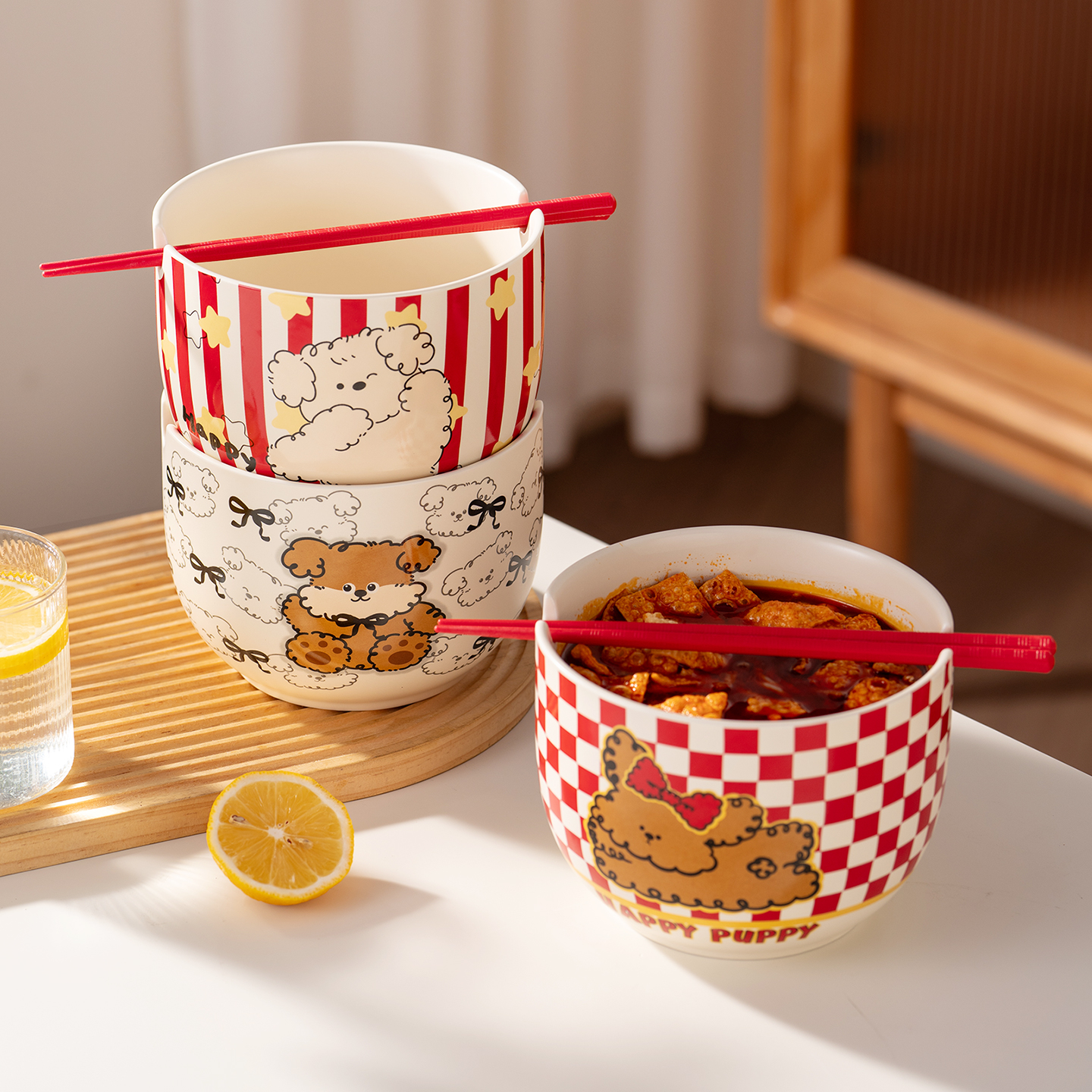 onlycook可爱陶瓷面碗带筷子螺蛳粉碗家用大容量汤碗宿舍泡面碗