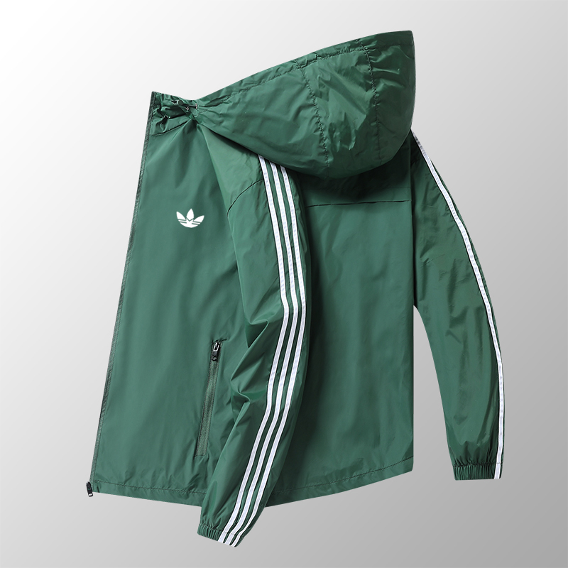 三叶品牌精选春秋季男士连帽夹克外套薄款户外运动上衣男女款大码