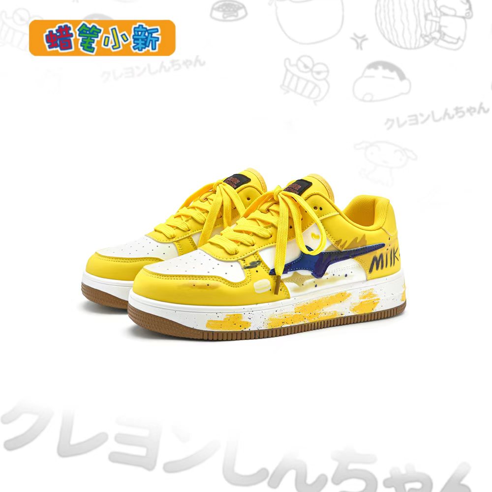蜡笔小新鞋子男款爆款2025新款流行黄色板鞋时尚百搭情侣休闲潮鞋