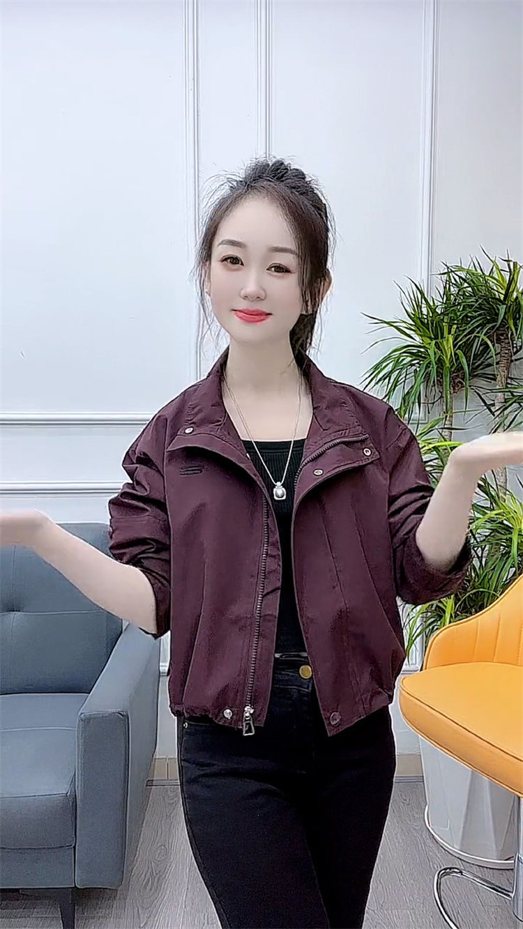 休闲翻领风衣外套女2025年冬季新款时尚显瘦拉链夹克上衣