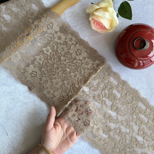 22厘米宽咖色蕾丝花边裙子下摆咖啡色服装辅料装饰花边辅料宽花边