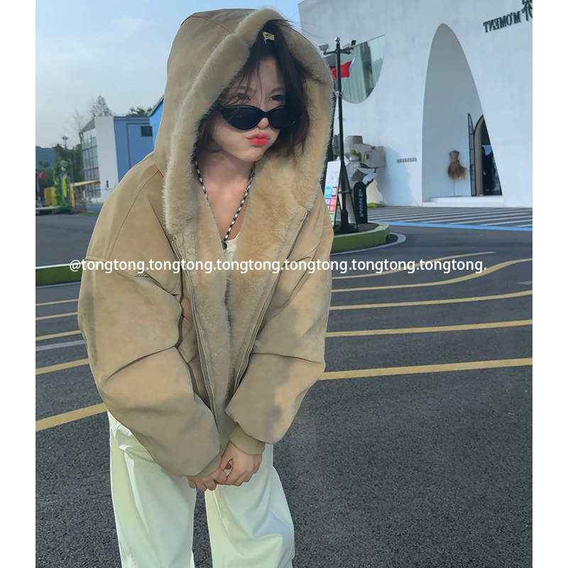 【tongtong】冬季座山雕加厚加绒中性慵懒男女同款宽松休闲棉衣外套