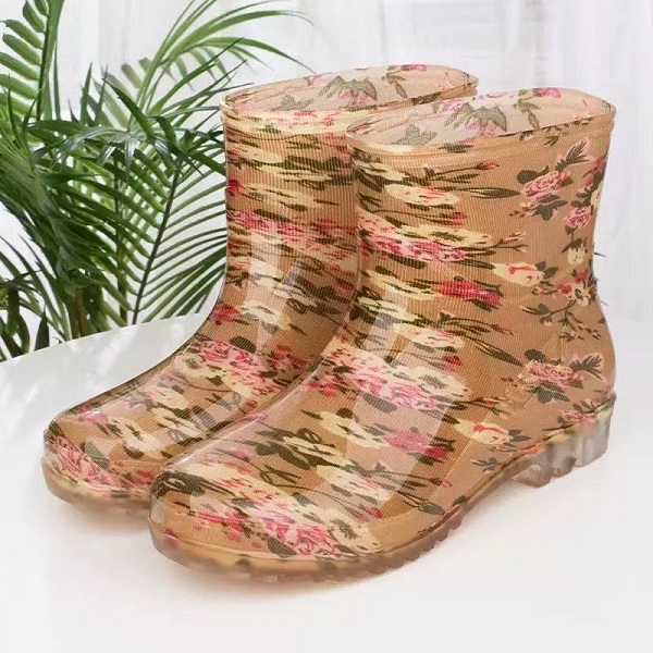 红花中低筒雨鞋 女士短筒水鞋雨靴半筒水靴耐磨防雨防水