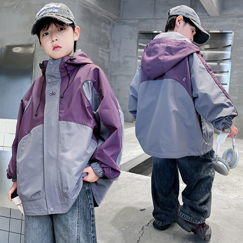 男童夹棉加厚风衣外套秋冬季2025新款中大童秋装大码儿童上衣男孩