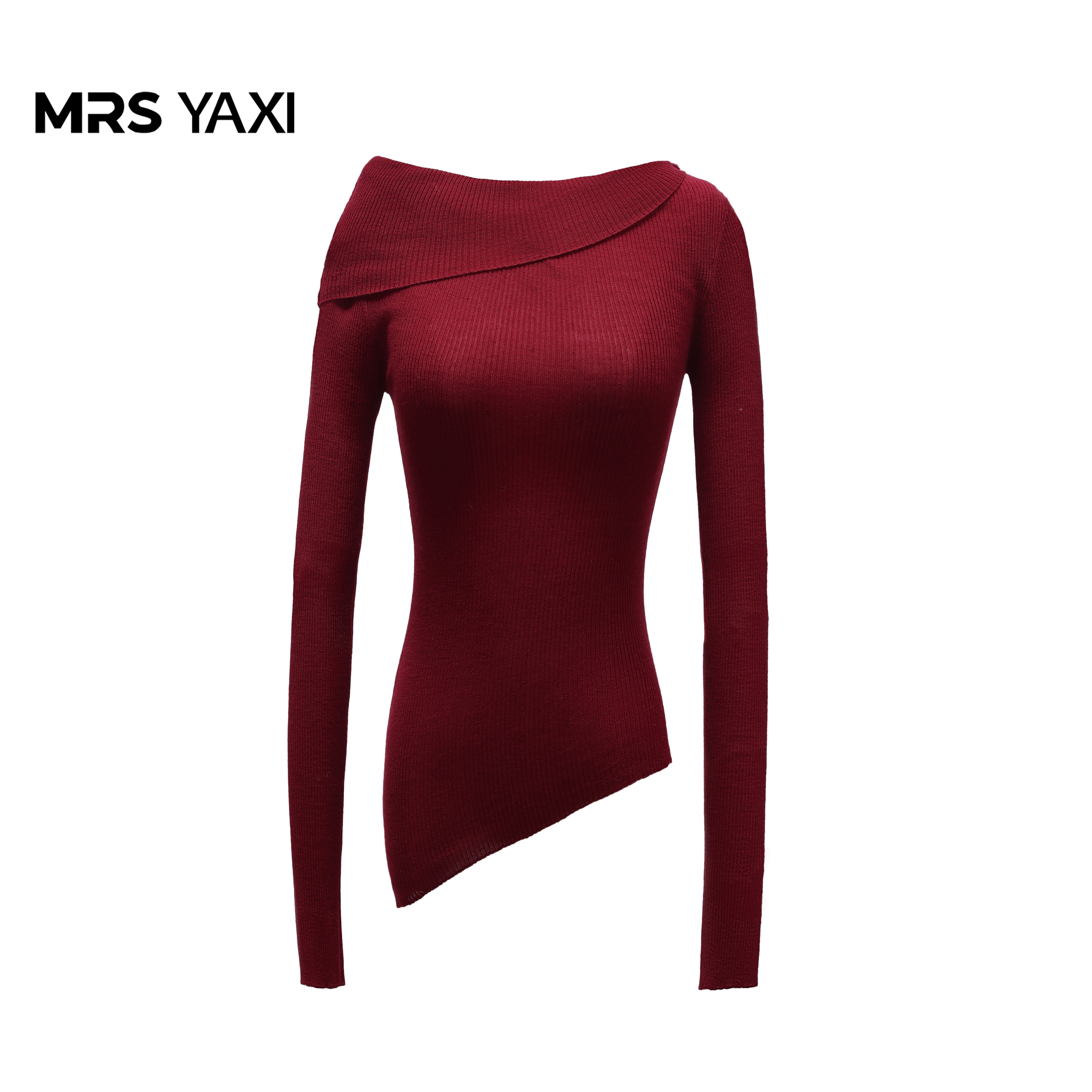 Mrsyaxi斜肩修身新奥羊毛针织衫YX110103