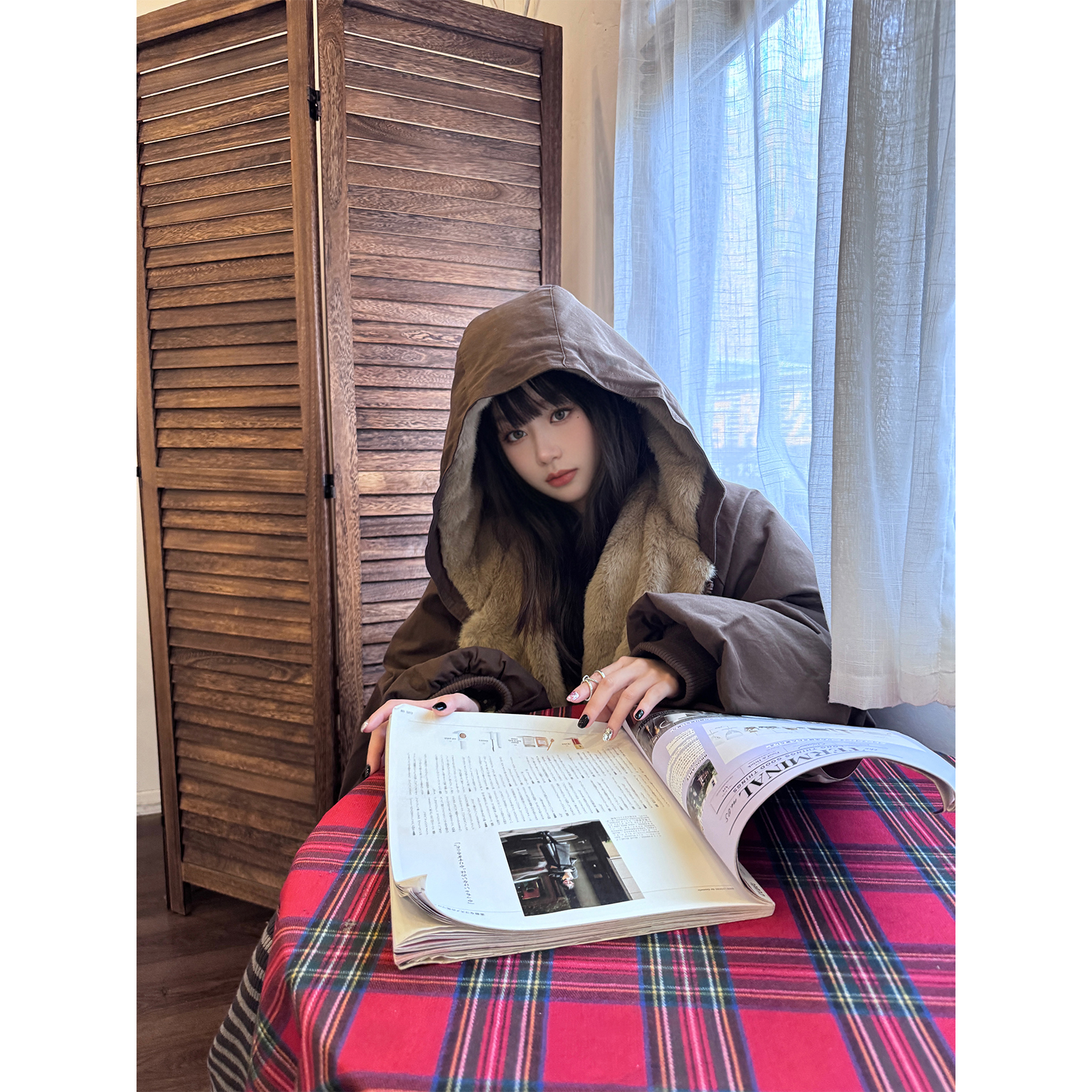 YWBY双面穿加绒加厚外套女冬季新款宽松百搭情侣座山雕棉服夹克