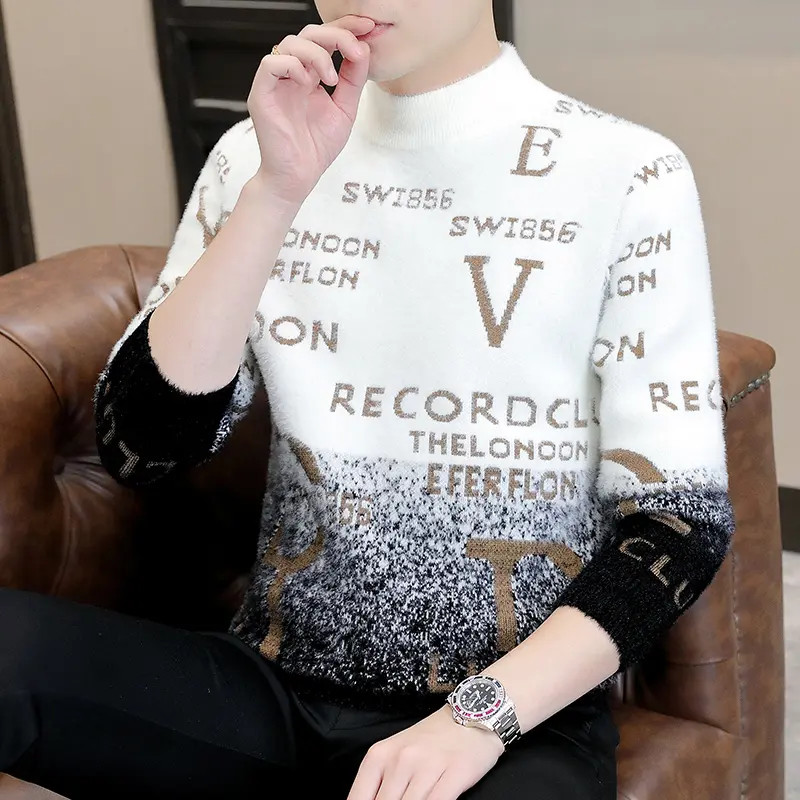 男士毛衣秋冬新款百搭套头针织衫半高领保暖上衣服毛线衣打底衫