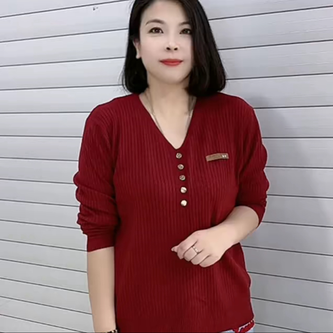 春秋小香风针织衫上衣女大码胖mm微胖长袖v领内搭打底衫秋冬毛衣