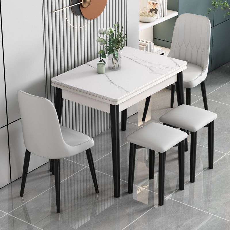 岩板餐桌椅组合家用小户型实木简约现代轻奢吃饭桌长方形可伸缩桌