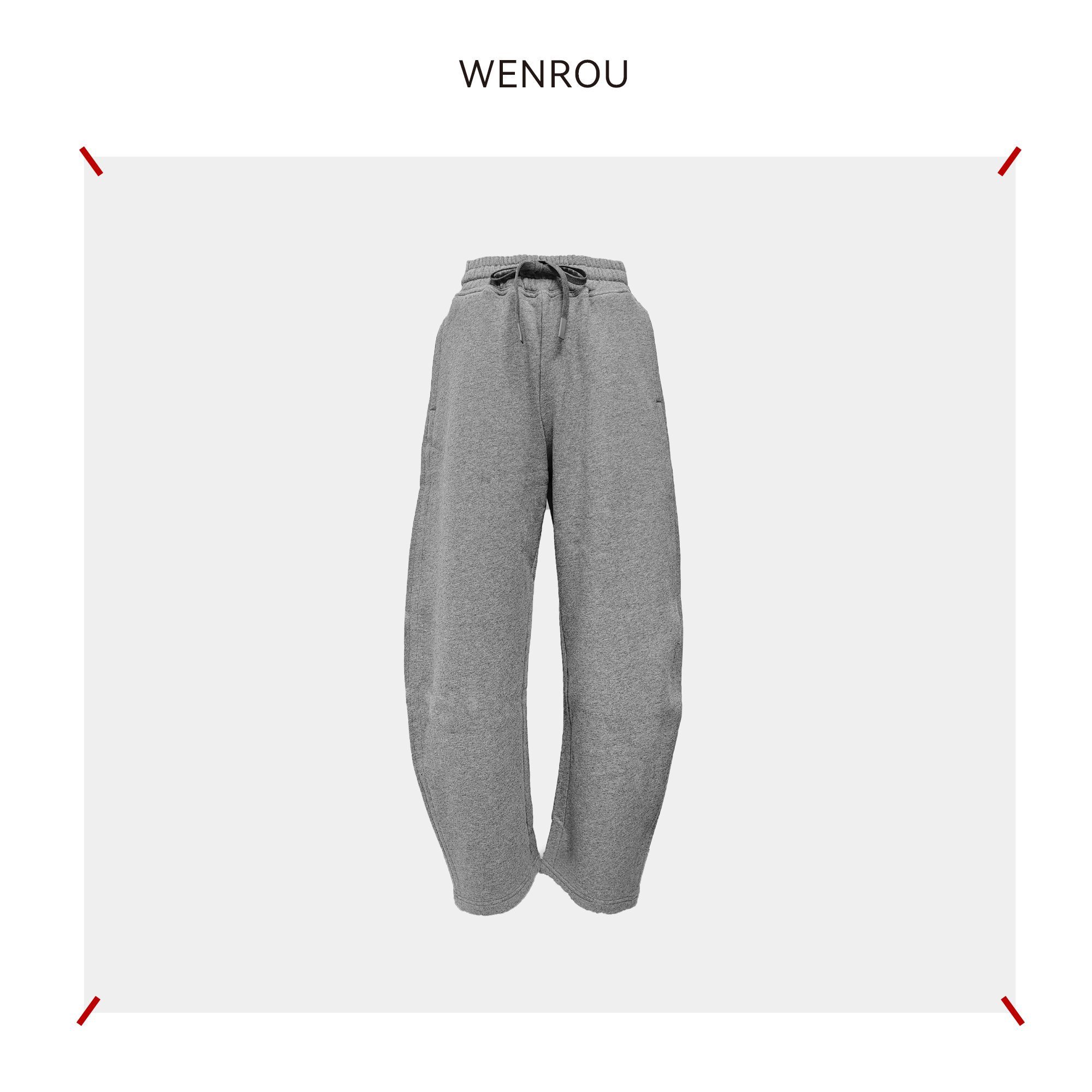 温柔自知 弯刀月亮香蕉镰刀弧形 全棉休闲裤K-81-2