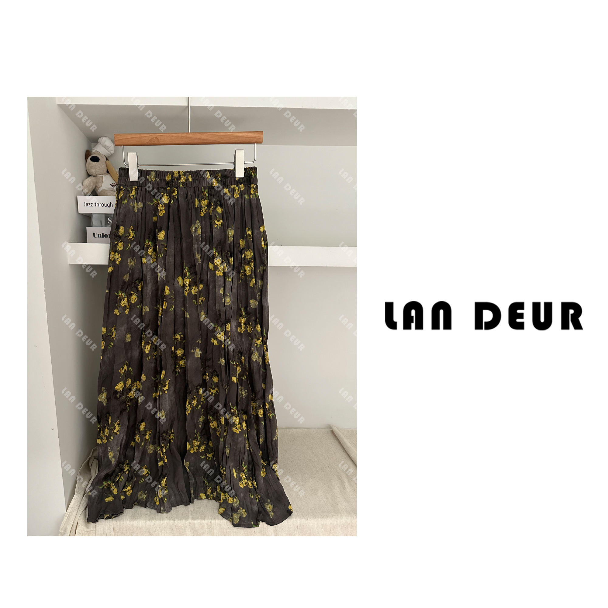 JIUJIU【花筏逸韵】夏季松紧腰显瘦百搭韩系碎花褶皱设计半身裙