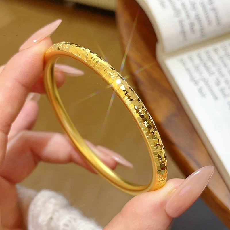 铜合金手镯 新中式古法爆闪碎冰冰手镯女轻奢精美百搭不掉色镯子