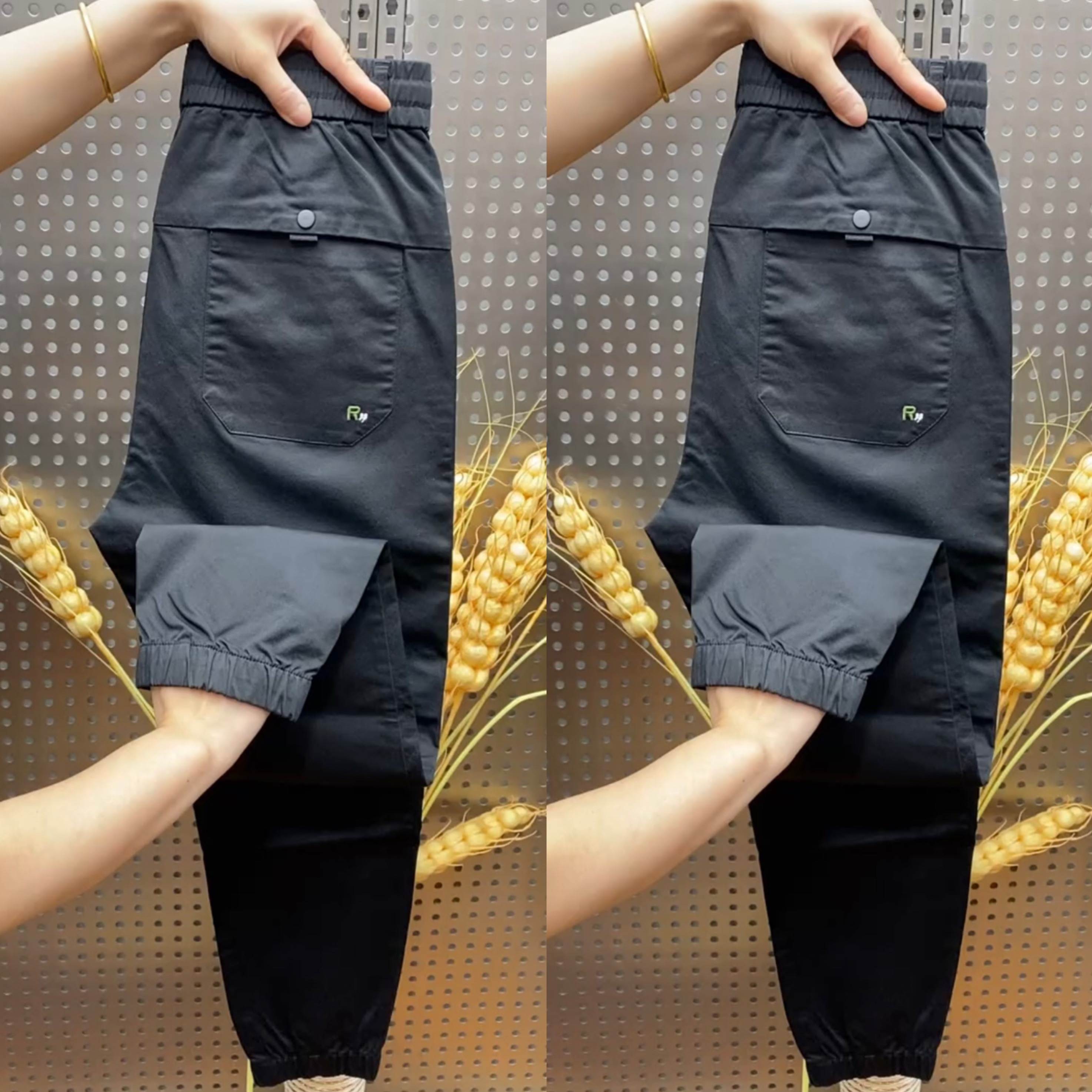 秋冬新款刺绣运动裤男士潮牌宽松百搭休闲裤时尚弹力舒适哈伦裤男