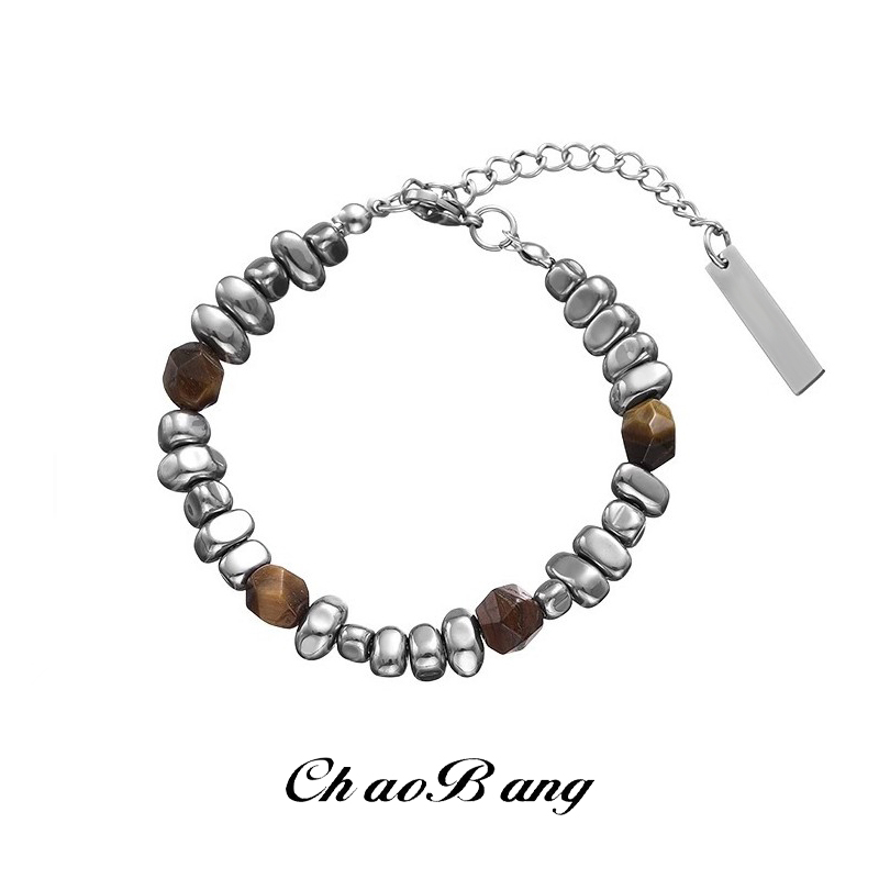 钛钢手链 碎银拼接手链男简约复古手饰百搭高级感配饰小众ins饰品