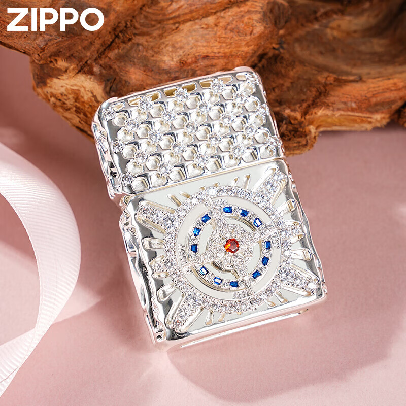 zippo打火机爱情指南针 满钻璀璨爱恋旋转解压 生日礼物送男友