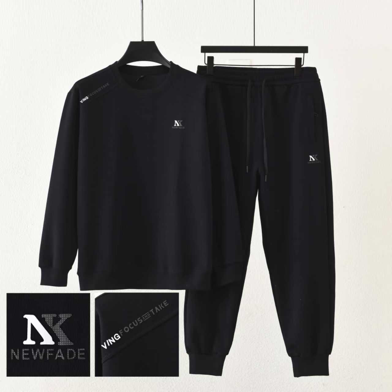 冬季男士加绒加厚百搭休闲保暖卫衣裤子套装-618