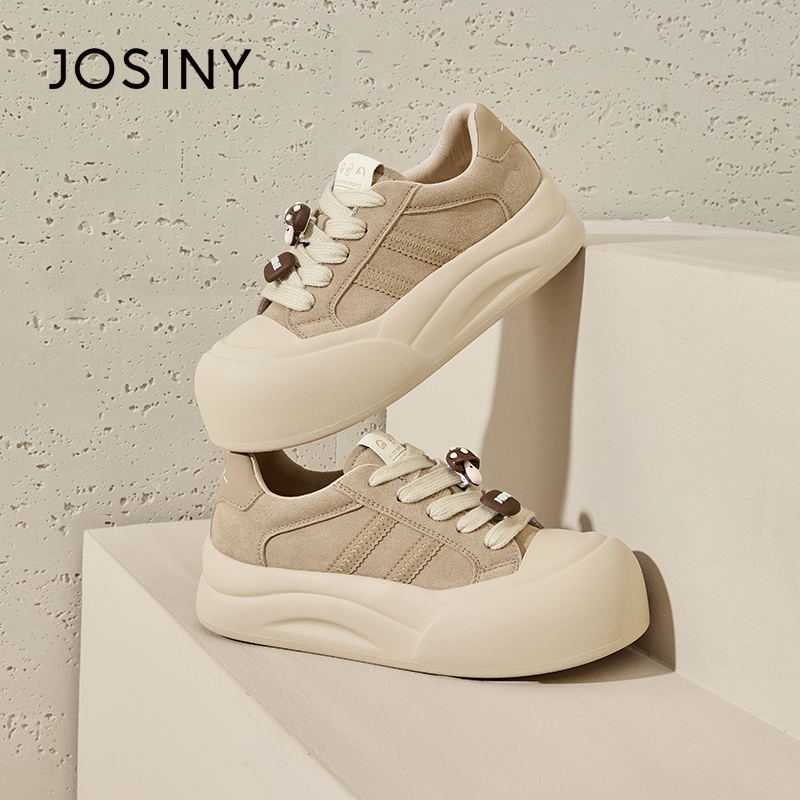 卓诗尼休闲复古摩卡板鞋女2025秋季新款厚底增高小众百搭软底女鞋