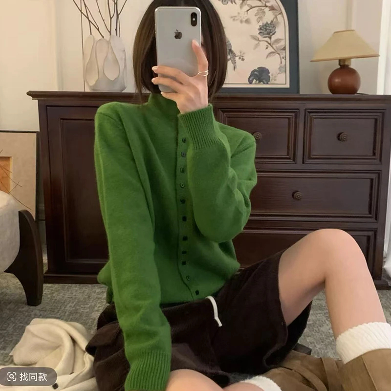 针织衫女开衫长袖秋冬装新款时尚洋气宽松毛衣打底衫纯色百搭上衣