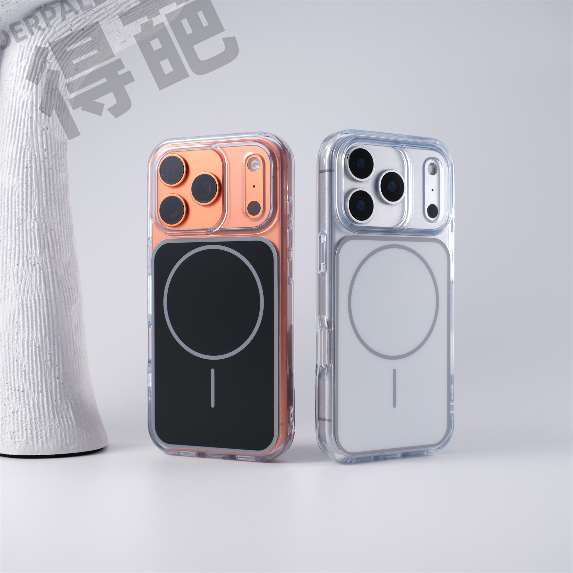 得葩透明软边四角防摔气囊苹果17promax磁吸手机壳iphone16撞色15