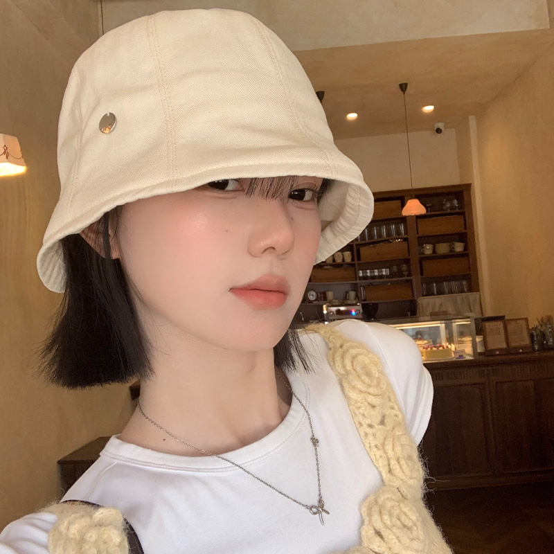 日系覆古亚麻纯色渔夫帽女夏季透气遮阳防晒盆帽显脸小水桶帽子潮