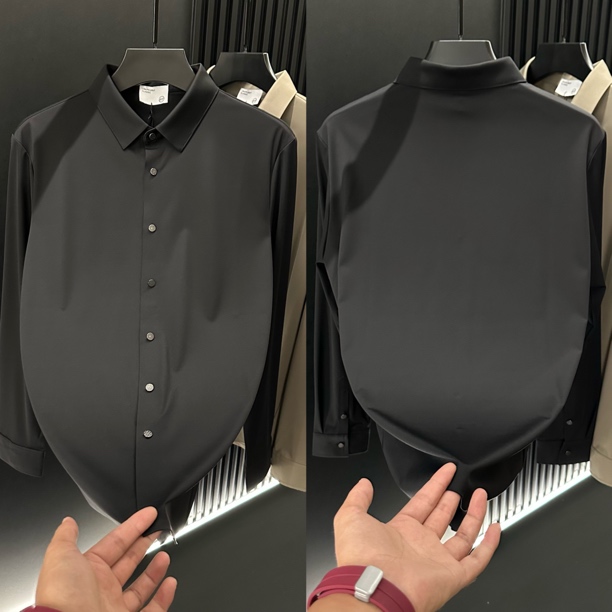男士秋季弹力净版无痕商务休闲长袖衬衫·6078