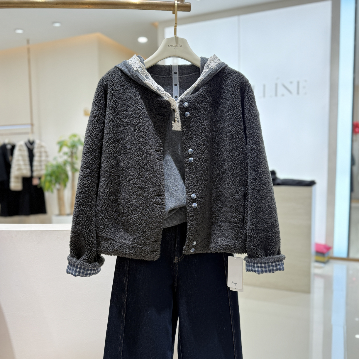 25476809【柚盐】新款冬季加厚羊羔毛外套短款加厚外套环保皮草外套