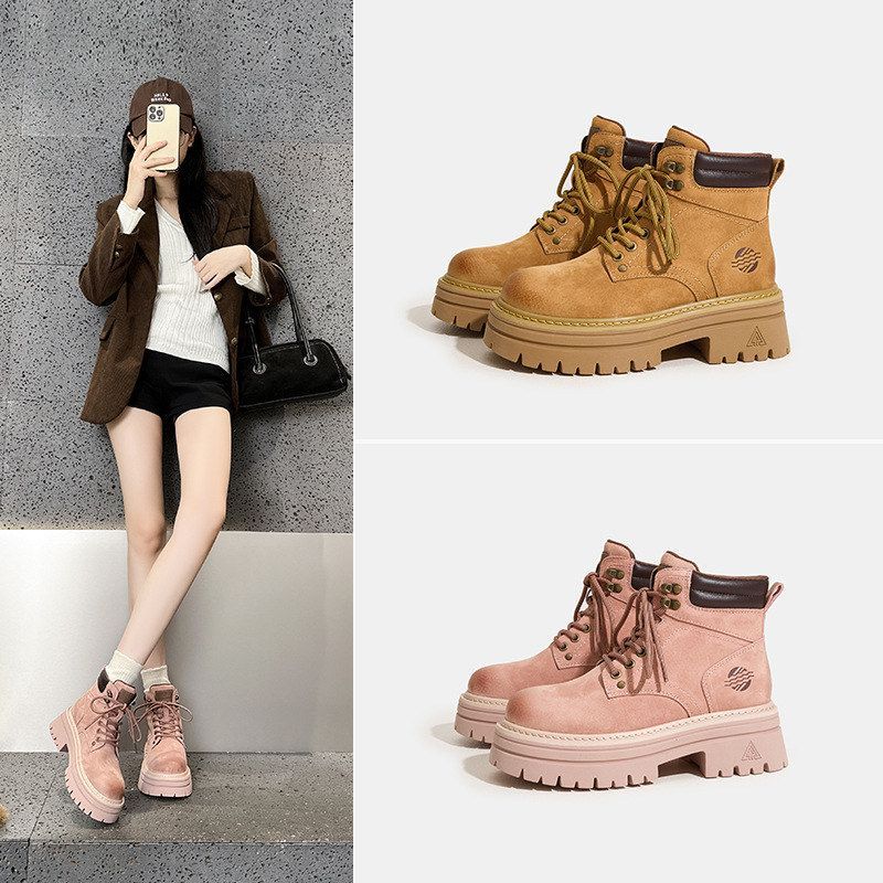 2025英伦风新款厚底增高休闲马丁靴女户外运动百搭大黄靴女款