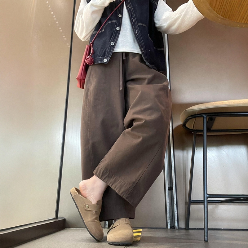 美拉德穿搭阔腿弯刀裤大码秋装女款慵懒松弛感休闲工装镰刀梧桐裤