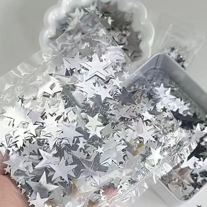 银色星星亮片装饰辅料ins风高颜值出卡打包包装配件填充物diy饰品