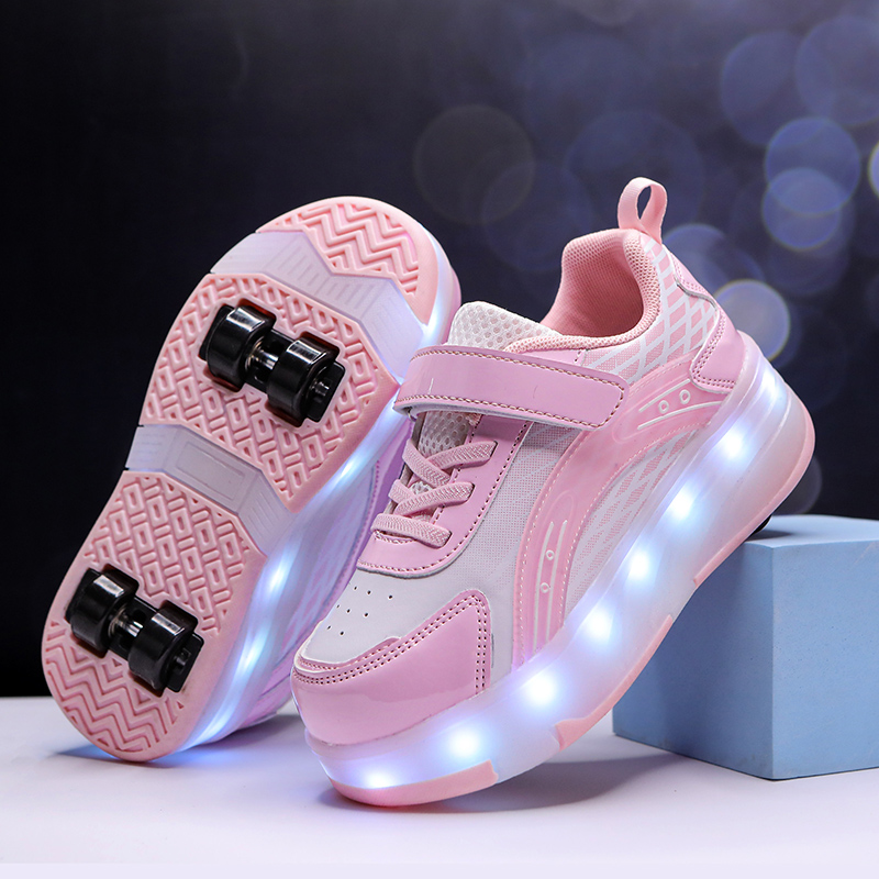 暴走鞋女童6-12四轮轮滑鞋男女童可拆卸透气运动溜冰鞋轻便初学者