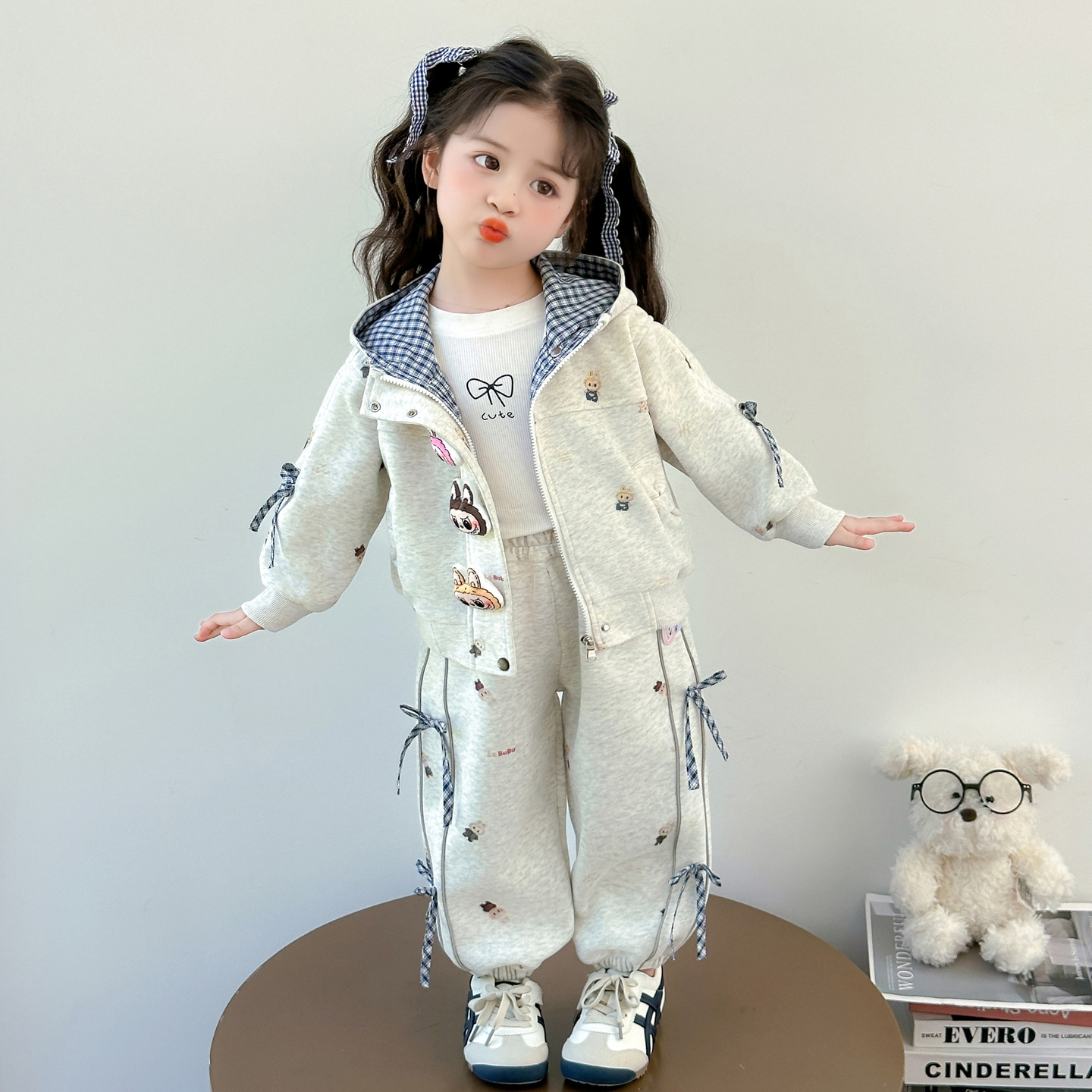 秋冬休闲风洋气韩版秋季卡通时尚亲子可爱超萌儿童衣服女童秋装