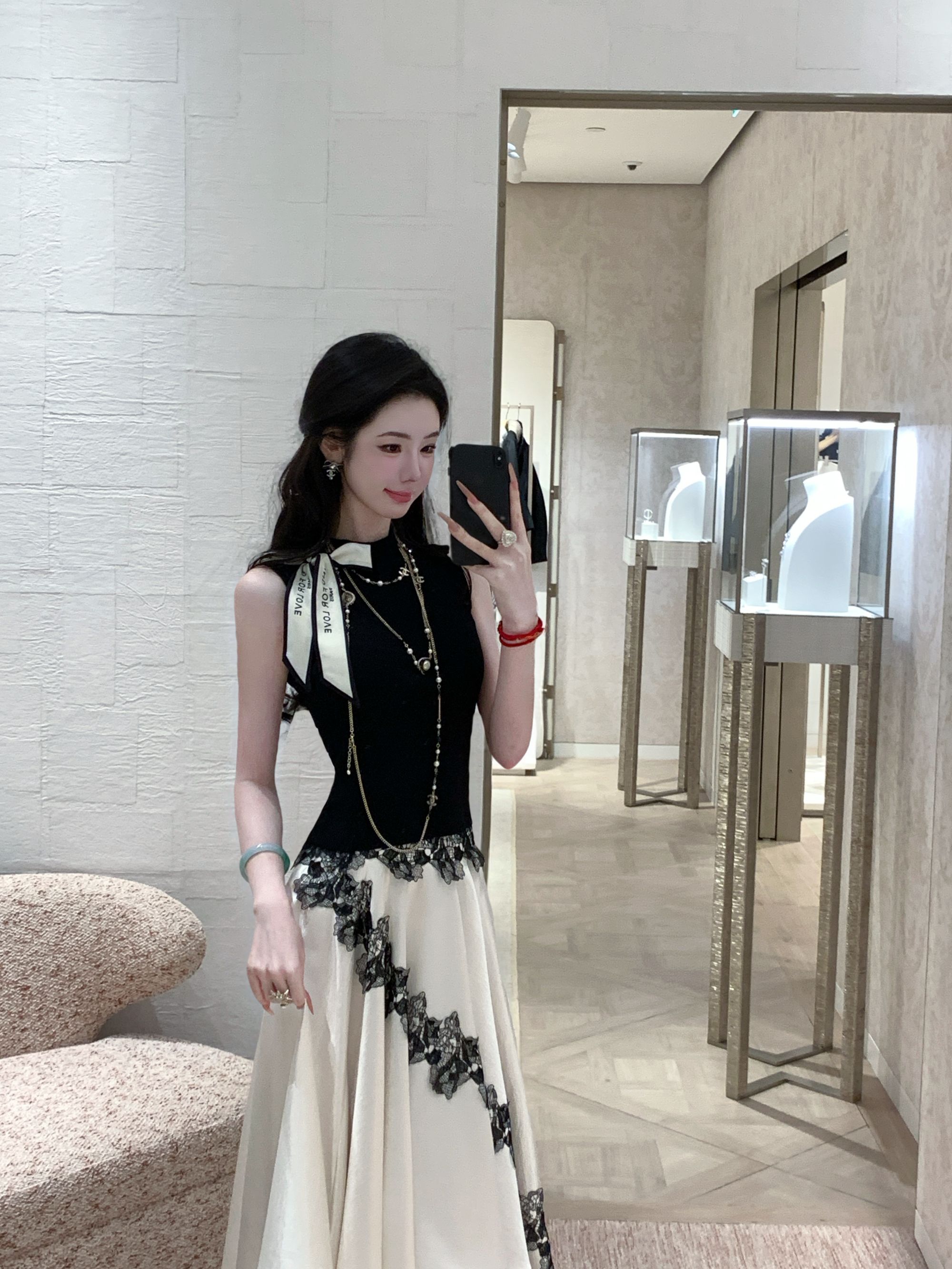 【雅乔定制】暗奢涌动 亮片蕾丝半身裙时尚大摆长裙DYYK-25052476