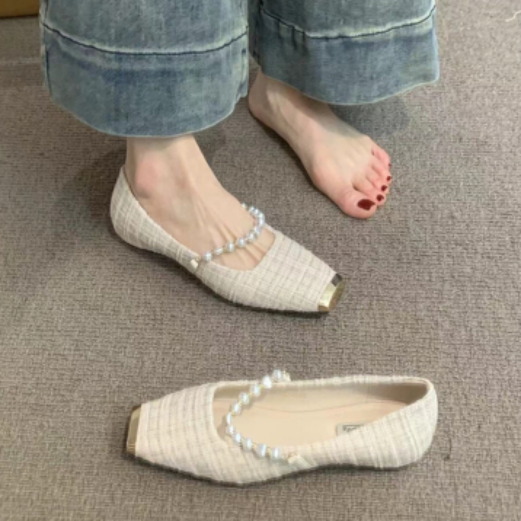 JHS-8688-35小香风内增高玛丽珍鞋2025年法式气质温柔珍珠晚晚鞋