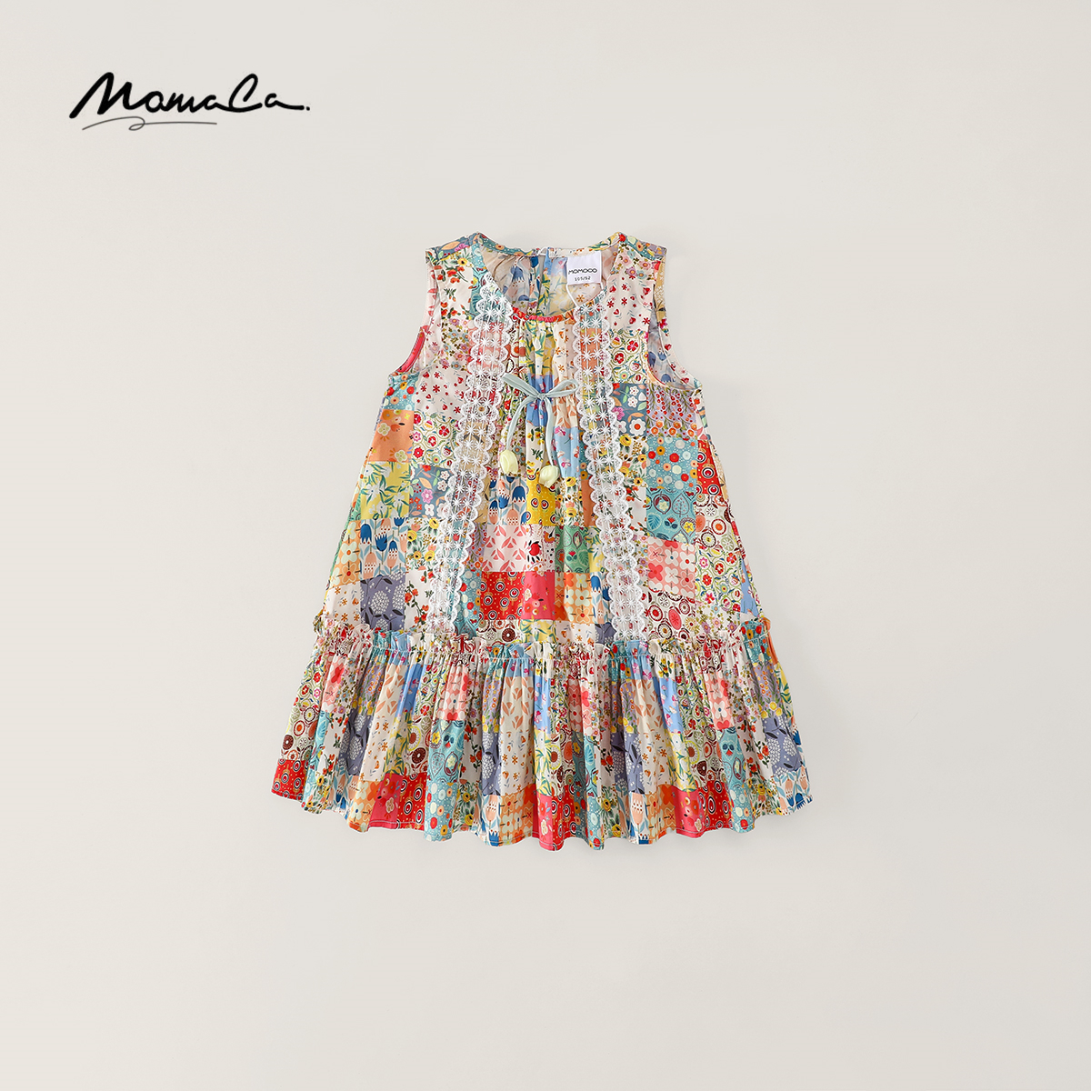 MOMOCO卡通夏季女童手工郁金香纯棉印花连衣裙77630470344