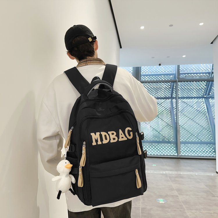 书包高中学生初中生大容量男生大学生字母女生小学生轻便软双肩包